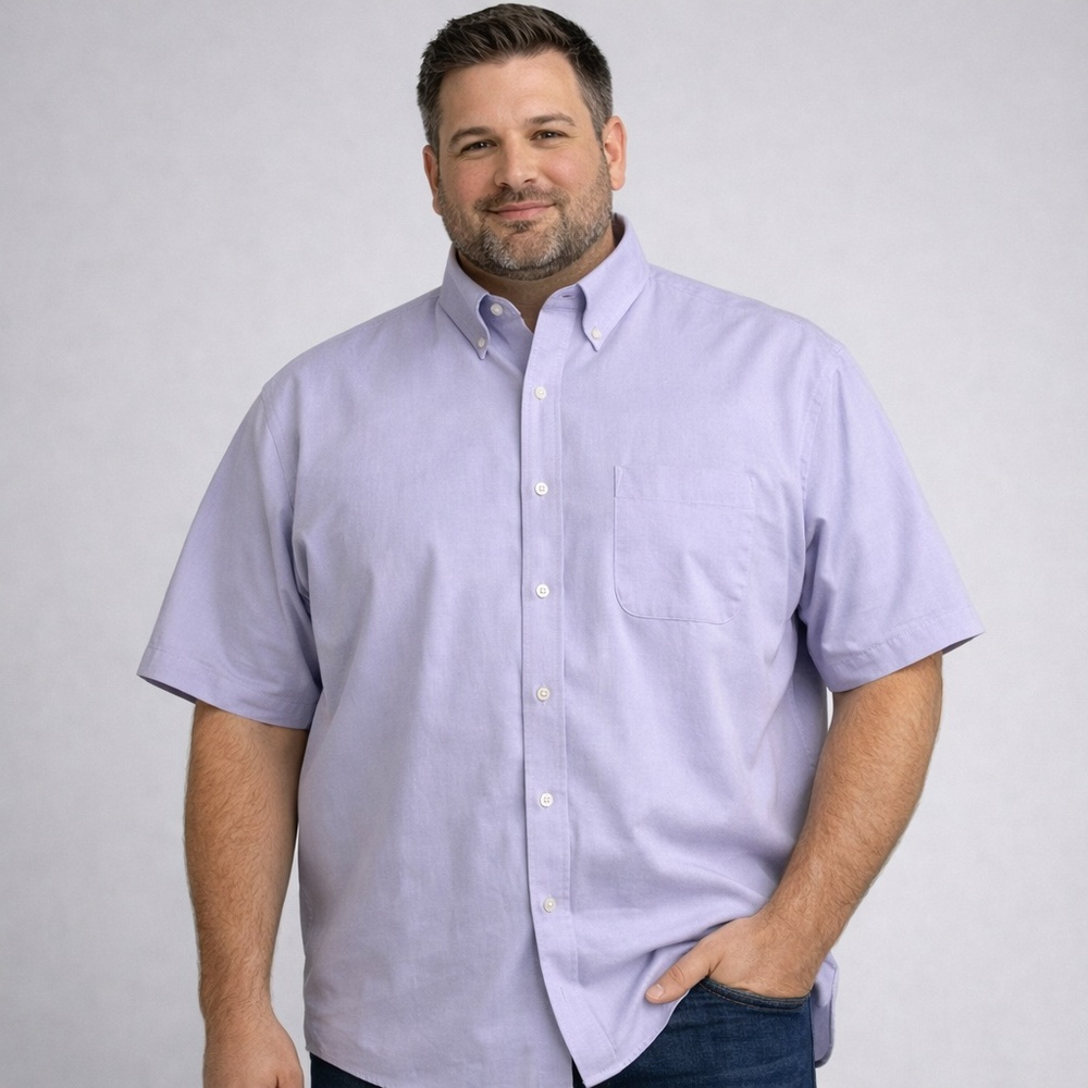 IZOD Lilac Short Sleeve Button-Up Shirt | Men’s L 16.5 | Lightweight Casual